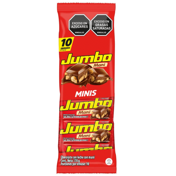 Mini Jumbo Milk Chocolate Bar with Peanuts  - pack of 10 170g