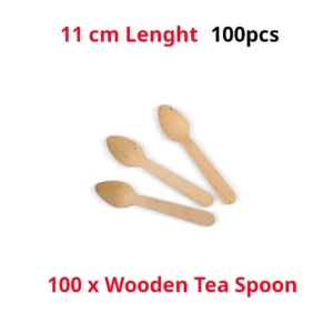 Eco-Friendly Wooden Teaspoon 100 Pack – Biodegradable Disposable Cutlery, Plastic-Free & Compostable Party Teaspoon