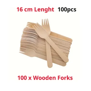 Wooden Forks Bulk Pack of 100 Biodegradable Natural Eco Friendly 16cm Catering