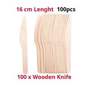 Wooden Knives 100 Pack Degradable Natural Eco Friendly 16cm Catering Party