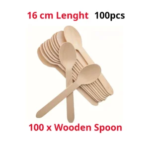 Wooden Spoons Bulk Pack of 100 Biodegradable Natural Eco Friendly 16cm Catering